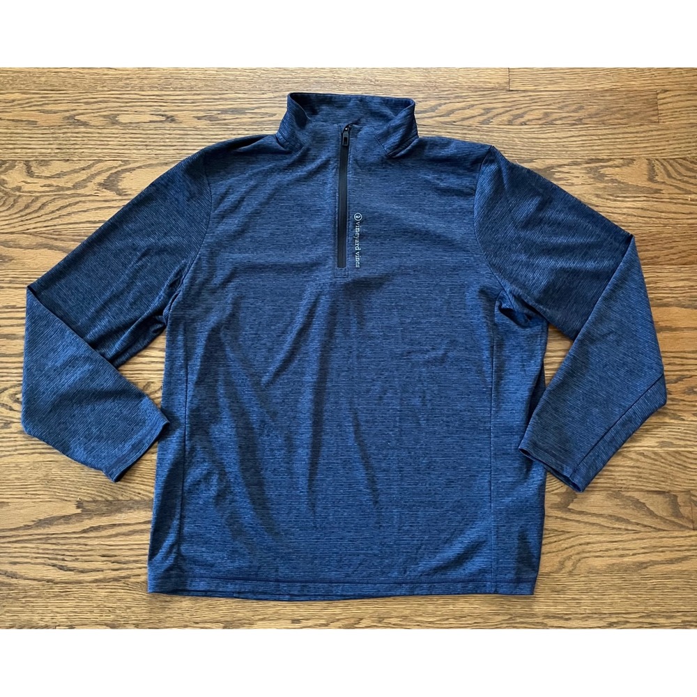 Vineyard Vines Mens XL On-The-Go Sankaty Quarter Zip Pullover Navy Blue Heather
